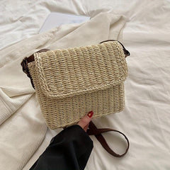 Straw Square Bag Women's Summer Beach Rattan Braided Crossbody Bag