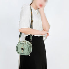 Argyle Quilted Round Bag Cat Decor Crossbody Bag Women's PU Leather Circle Purse