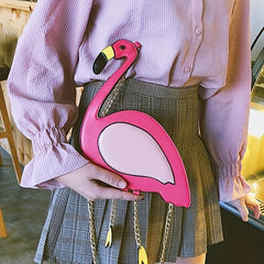 Flamingo Shoulder Bag Zipper Coin Purse Crossbody Chain Bag