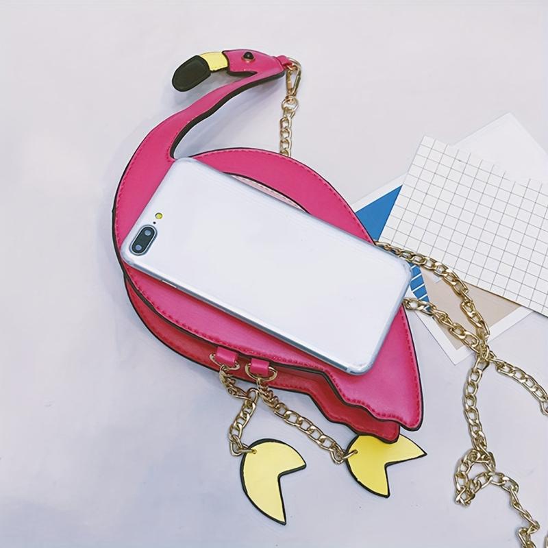 Flamingo Shoulder Bag Zipper Coin Purse Crossbody Chain Bag