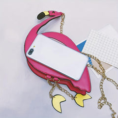 Flamingo Shoulder Bag Zipper Coin Purse Crossbody Chain Bag