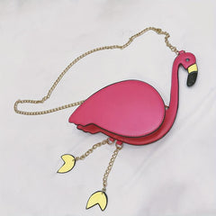 Flamingo Shoulder Bag Zipper Coin Purse Crossbody Chain Bag
