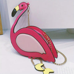 Flamingo Shoulder Bag Zipper Coin Purse Crossbody Chain Bag