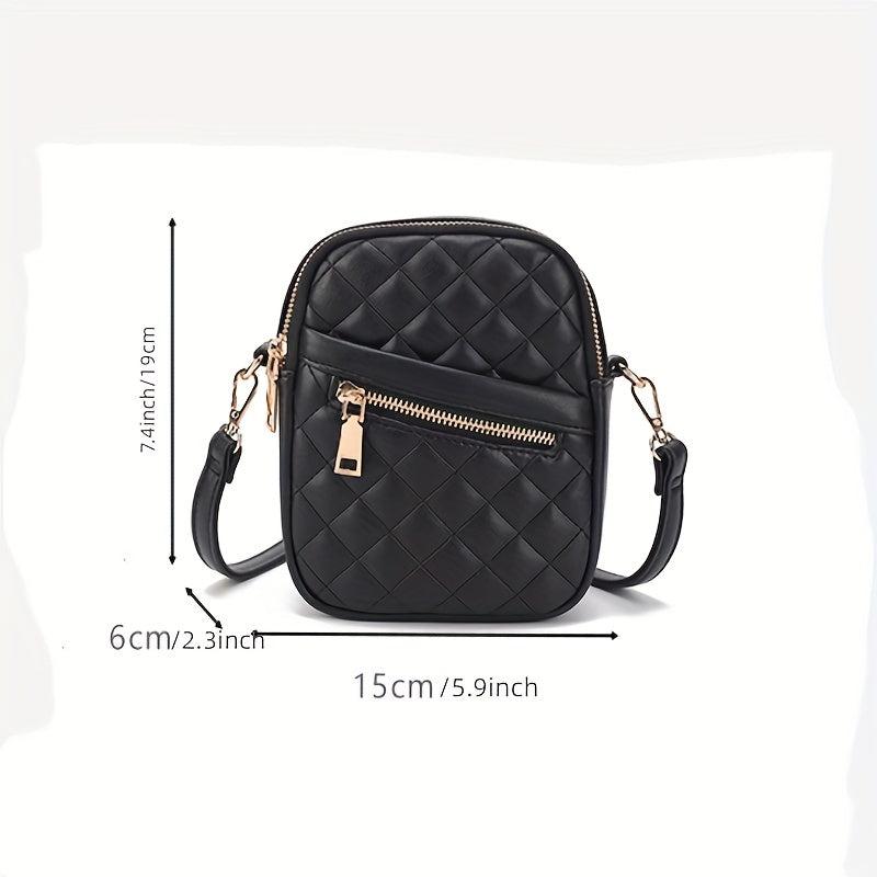 Quilted Crossbody Bag PU Leather Shoulder Bag Women's Stylish Handbag