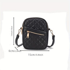 Quilted Crossbody Bag PU Leather Shoulder Bag Women's Stylish Handbag