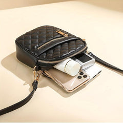 Quilted Crossbody Bag PU Leather Shoulder Bag Women's Stylish Handbag