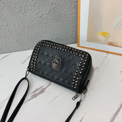 Skull Decor Crossbody Bag Retro Gothic Shoulder Bag