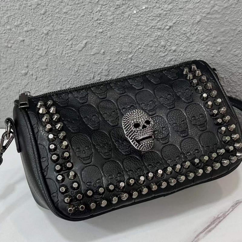 Skull Decor Crossbody Bag Retro Gothic Shoulder Bag