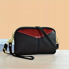 Women's Contrast Crossbody Bag with Zipper Clutch Purses