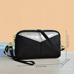 Women's Contrast Crossbody Bag with Zipper Clutch Purses