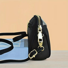 Women's Contrast Crossbody Bag with Zipper Clutch Purses