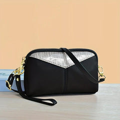 Women's Contrast Crossbody Bag with Zipper Clutch Purses