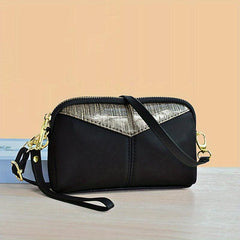 Women's Contrast Crossbody Bag with Zipper Clutch Purses