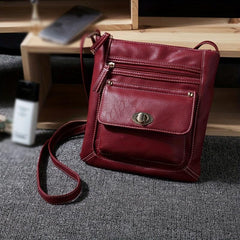 Stylish Zipper Shoulder Bag Faux Leather Crossbody Solid Color