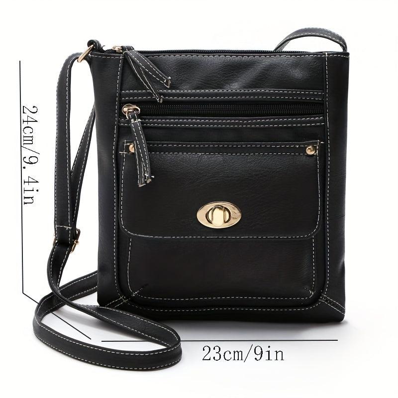 Stylish Zipper Shoulder Bag Faux Leather Crossbody Solid Color