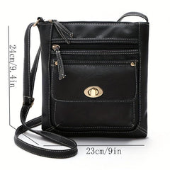 Stylish Zipper Shoulder Bag Faux Leather Crossbody Solid Color