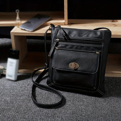 Stylish Zipper Shoulder Bag Faux Leather Crossbody Solid Color