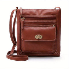 Stylish Zipper Shoulder Bag Faux Leather Crossbody Solid Color