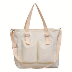 Vintage Crossbody Bag with Patch Pockets - Large Capacity Shoulder Purse