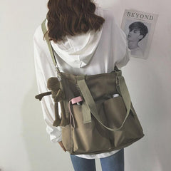 Vintage Crossbody Bag with Patch Pockets - Large Capacity Shoulder Purse