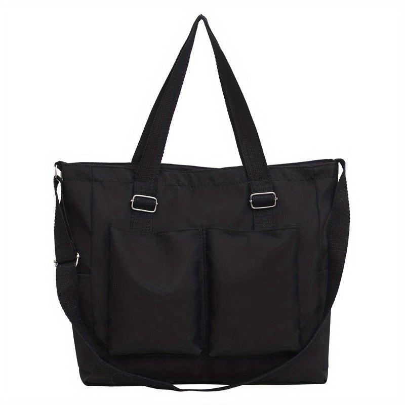 Vintage Crossbody Bag with Patch Pockets - Large Capacity Shoulder Purse