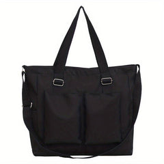 Vintage Crossbody Bag with Patch Pockets - Large Capacity Shoulder Purse