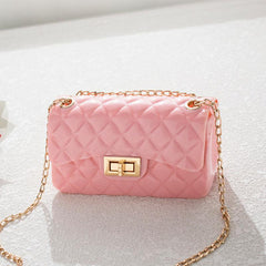 Metal Chain Crossbody Bag Argyle Embossed Shoulder Bag