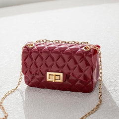 Metal Chain Crossbody Bag Argyle Embossed Shoulder Bag
