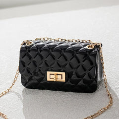 Metal Chain Crossbody Bag Argyle Embossed Shoulder Bag