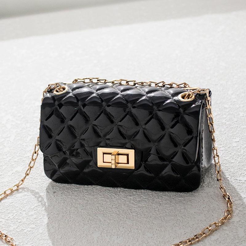 Metal Chain Crossbody Bag Argyle Embossed Shoulder Bag