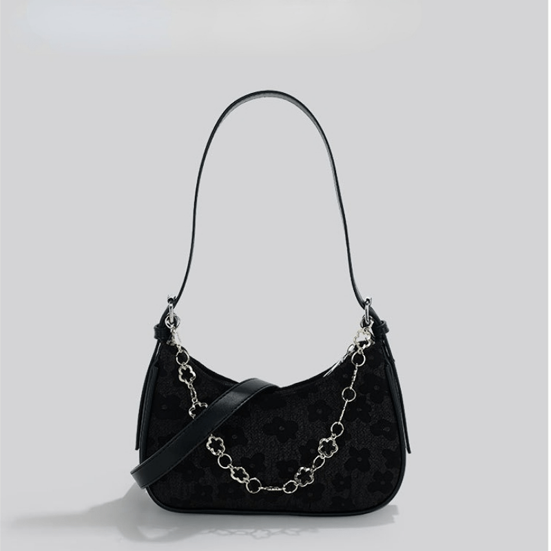 Floral Jacquard Shoulder Bag Chain Crossbody Bag