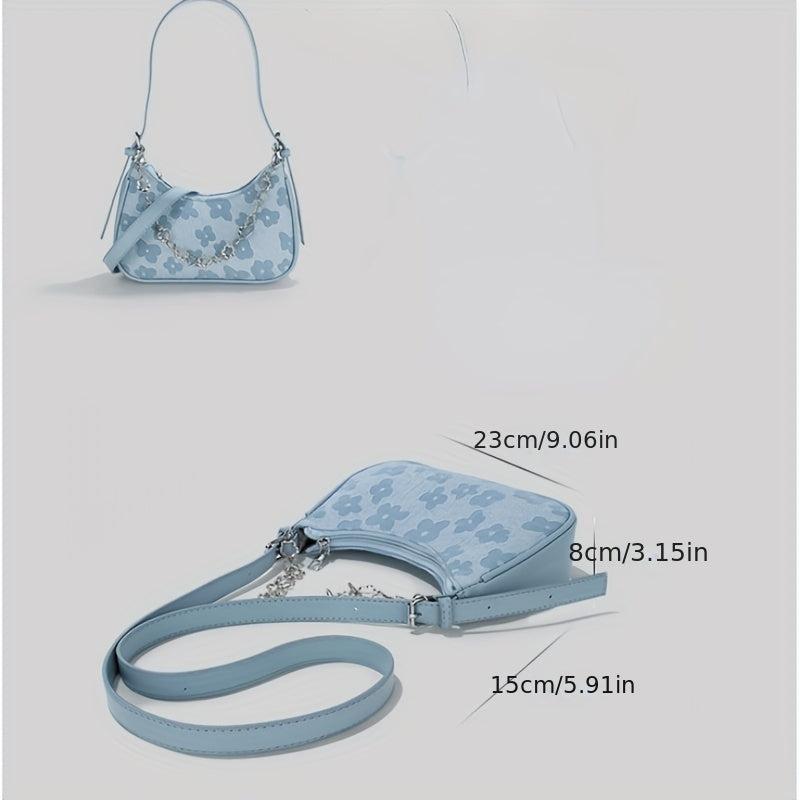 Floral Jacquard Shoulder Bag Chain Crossbody Bag
