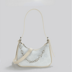 Floral Jacquard Shoulder Bag Chain Crossbody Bag