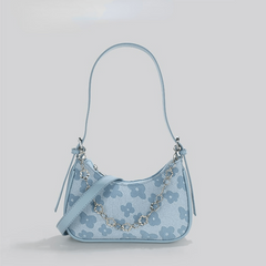 Floral Jacquard Shoulder Bag Chain Crossbody Bag