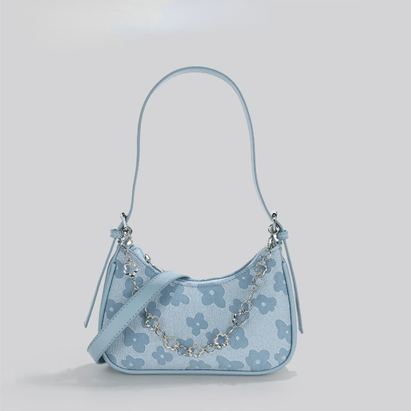 Floral Jacquard Shoulder Bag Chain Crossbody Bag