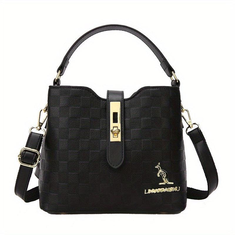 Embossed Faux Leather Shoulder Bag Large Capacity Tote Handbag
