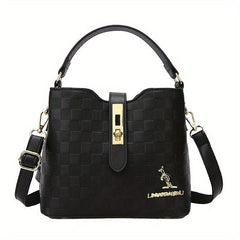 Embossed Faux Leather Shoulder Bag Large Capacity Tote Handbag