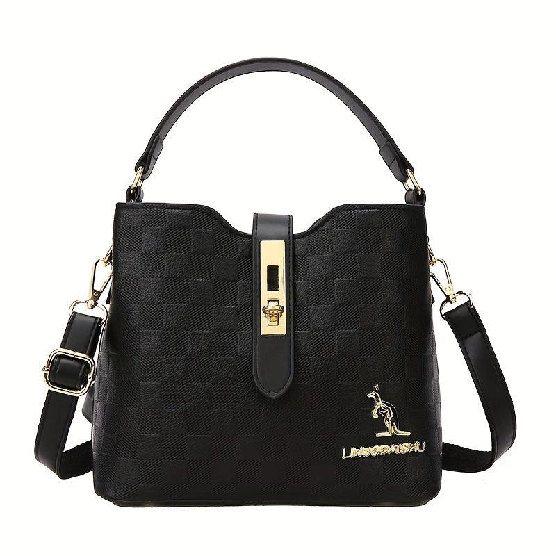 Embossed Faux Leather Shoulder Bag Large Capacity Tote Handbag