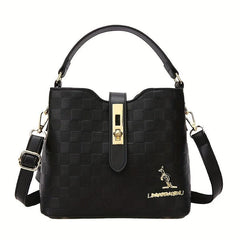 Embossed Faux Leather Shoulder Bag Large Capacity Tote Handbag