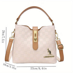 Embossed Faux Leather Shoulder Bag Large Capacity Tote Handbag