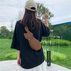 Cat Shaped Crossbody Bag Wide Strap Chest Bag Novelty Purse For Sports Travel