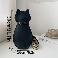 Cat Shaped Crossbody Bag Wide Strap Chest Bag Novelty Purse For Sports Travel
