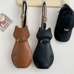 Cat Shaped Crossbody Bag Wide Strap Chest Bag Novelty Purse For Sports Travel