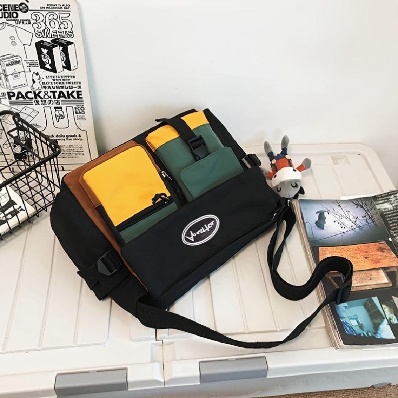 Letter Pattern Flap Messenger Bag Nylon Crossbody Bag Casual Shoulder Purse
