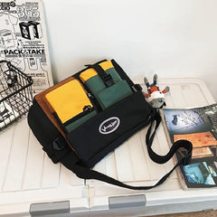 Letter Pattern Flap Messenger Bag Nylon Crossbody Bag Casual Shoulder Purse