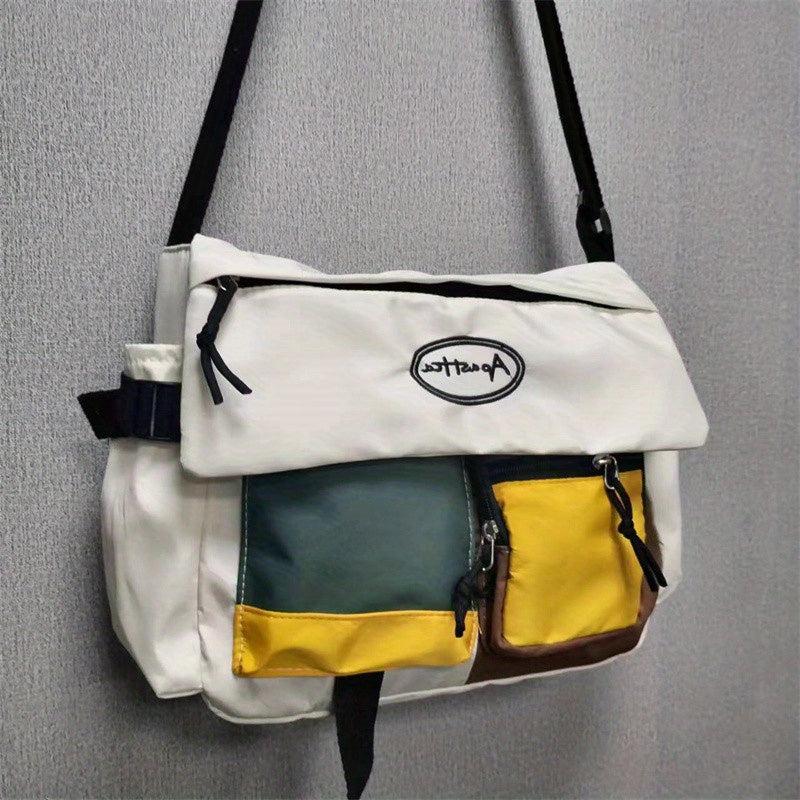 Letter Pattern Flap Messenger Bag Nylon Crossbody Bag Casual Shoulder Purse