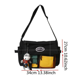 Letter Pattern Flap Messenger Bag Nylon Crossbody Bag Casual Shoulder Purse