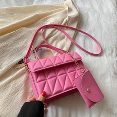 Vintage Argyle Embroidery Crossbody Bag with Coin Purse