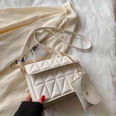 Vintage Argyle Embroidery Crossbody Bag with Coin Purse