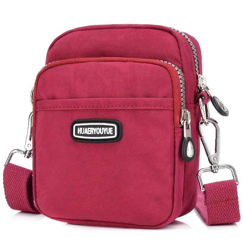 Nylon Crossbody Bag Pockets Shoulder Purse Zipper Travel Sports